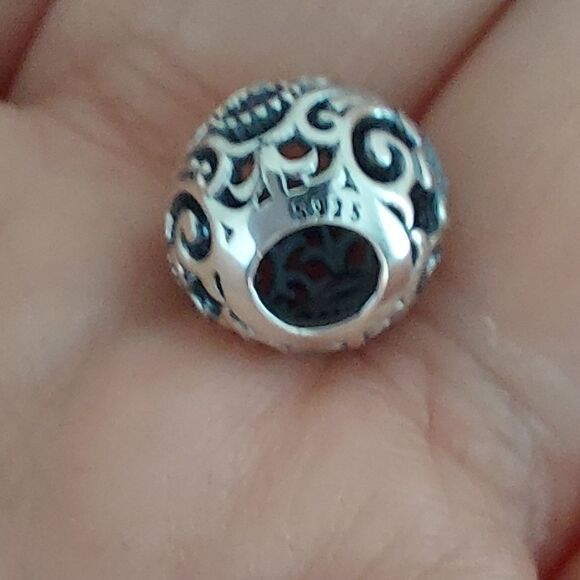 925 Silver Vintage Purple Flower Charm - Picture 8 of 10